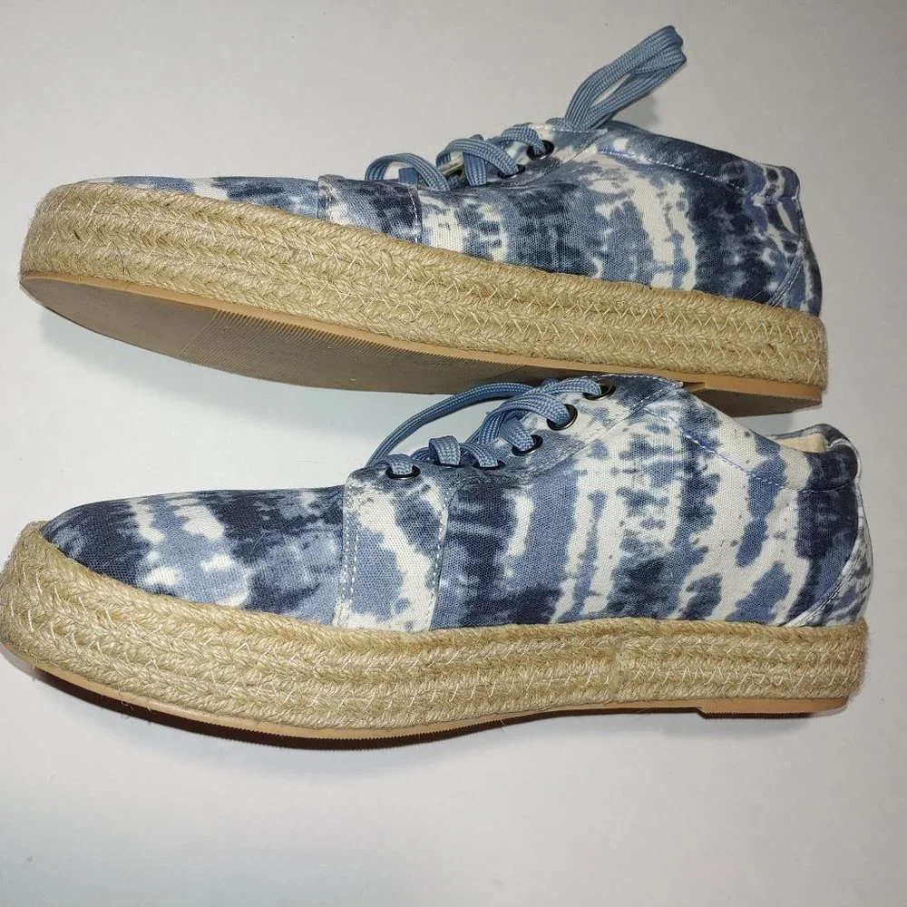 Boutique by Corkys Tie Dye Platform Lace Up Espadrilles  Size 10 Blue